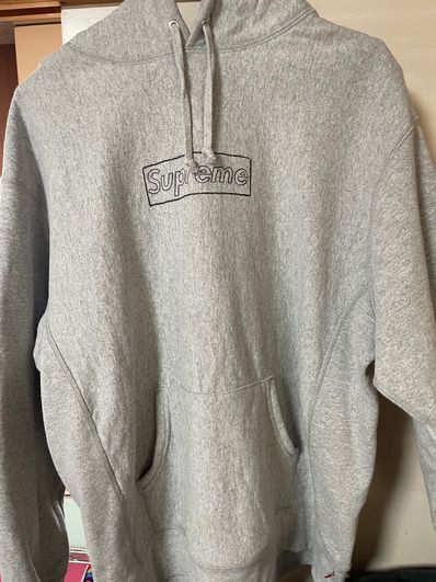 Supreme KAWS Chalk Logo Hooded Sweatshirt "Grey"(2021)