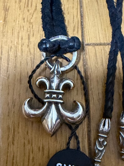 Chrome Hearts BS Fleur Pendant Tiny Tip Leather Blade Necklace "Silver/Black"