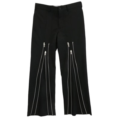 COMME des GARCONS HOMME PLUS コムデギャルソンオムプリュス パンツ 26SS PQ-P054 ウールギャバジン マルチジップ トラウザーズ パンツ ブラック系 S【美品】【中古】