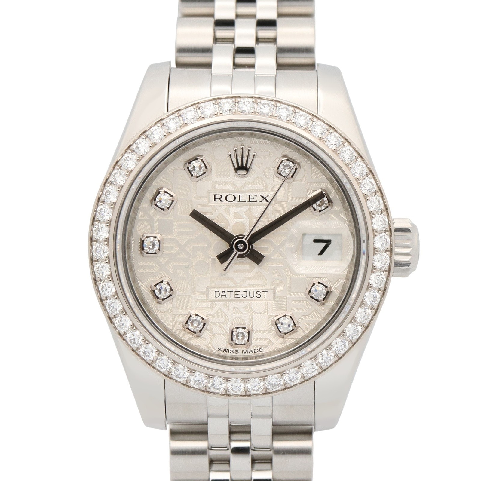 ロレックス ROLEX デイトジャスト ダイヤベゼル/10Pダイヤ ランダム番 腕時計 時計 K18WG(ホワイトゴールド) ステンレススチール ダイヤモンド レディース シルバー系 コンピューター/ジュビリー 179384G