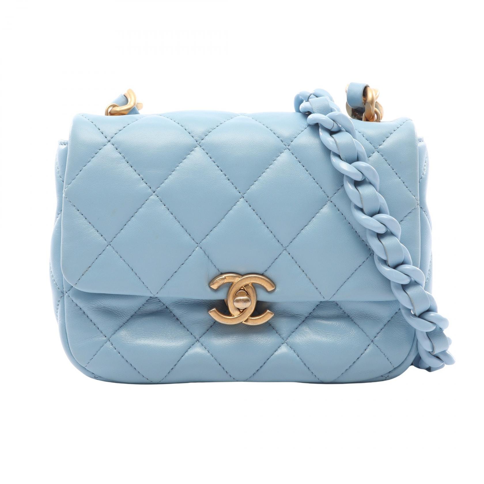 シャネル CHANEL マトラッセ コンビ金具 ショルダーバッグ バッグ ラムスキン(羊革) レディース ブルー系 【中古】