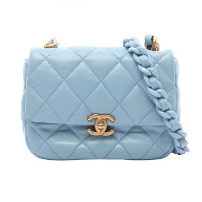 シャネル CHANEL マトラッセ コンビ金具 ショルダーバッグ バッグ ラムスキン(羊革) レディース ブルー系 【中古】