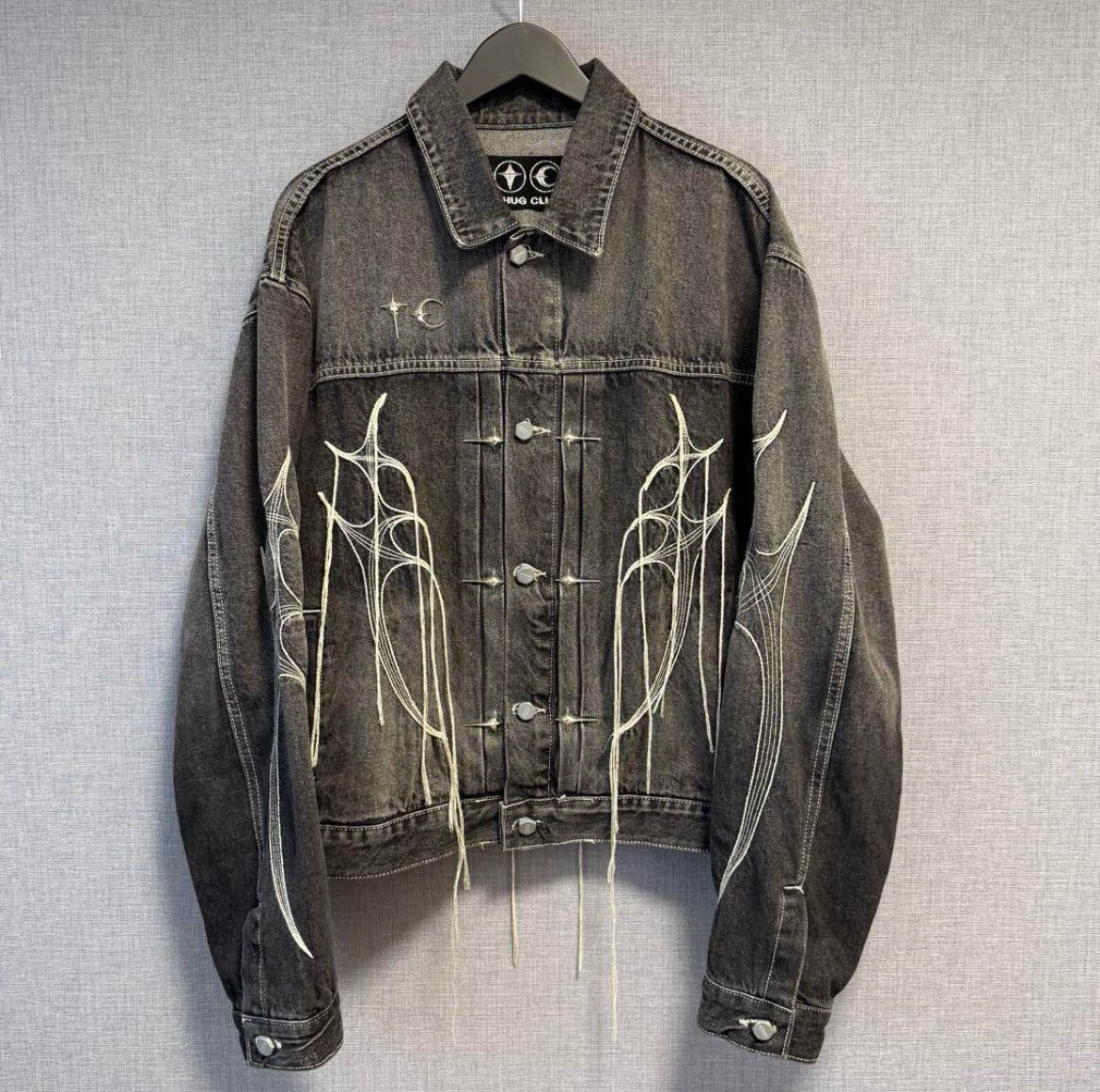 THUG CLUB Tribal Tree Denim Jacket "Black"