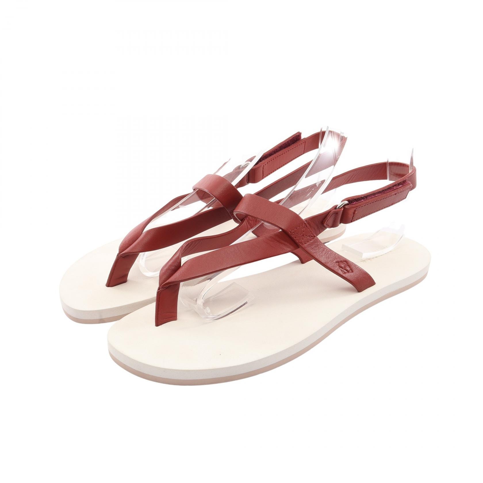 エルメス HERMES タヒチ サンダル 靴 レザー ラバー ホワイト レディース ホワイト系 / ボルドー系 【中古】