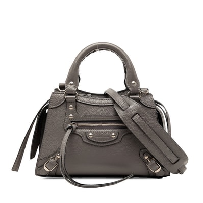 バレンシアガ ネオクラシック シティ ミニ ハンドバッグ ショルダーバッグ 2WAY グレー レザー レディース BALENCIAGA 【中古】