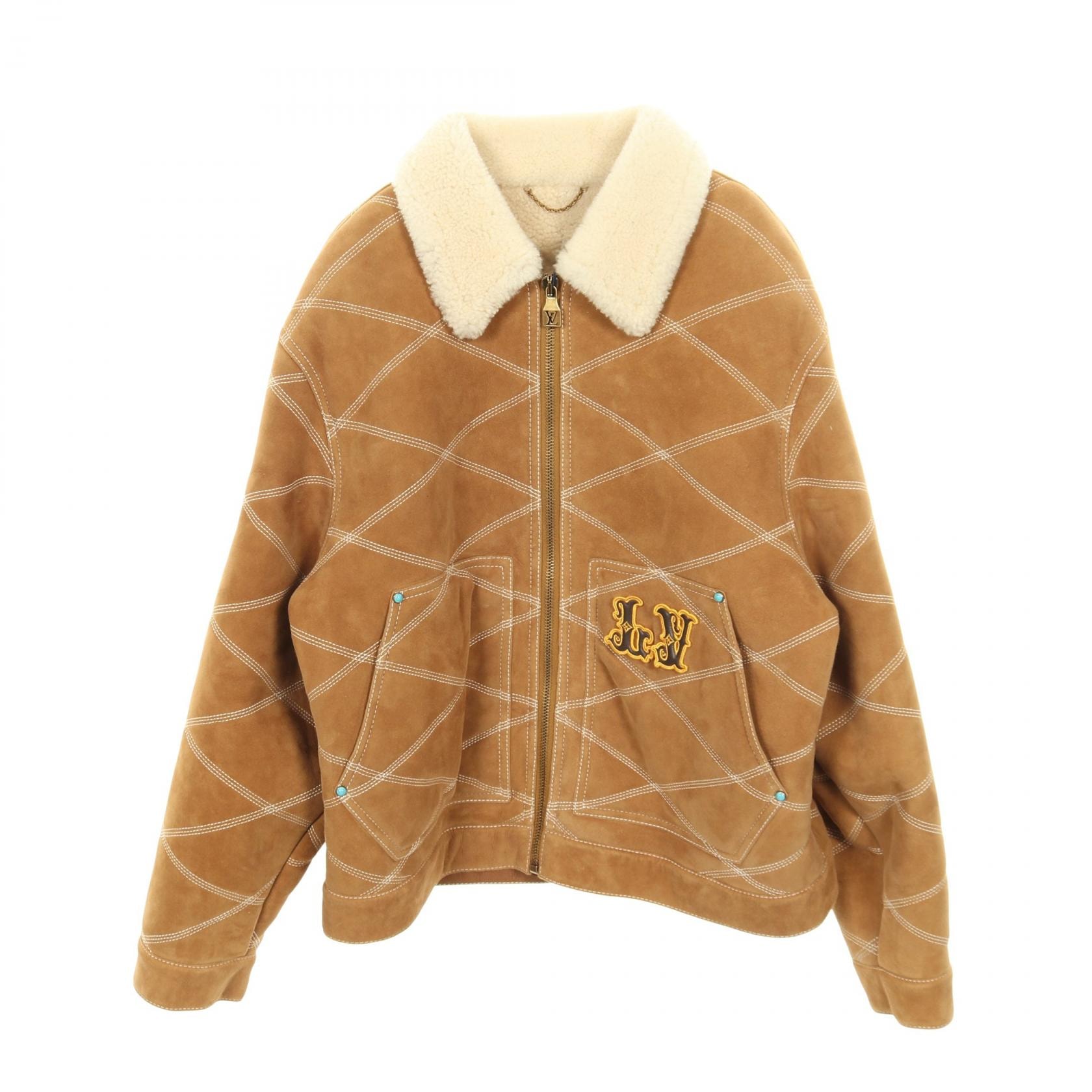 ルイ・ヴィトン LOUIS VUITTON エンブロダイリー シアリング ワークウェア ブルゾン 衣料品 アウター レザー ポリエステル メンズ ブラウン系 RM242M MLS HRL90E 【中古】