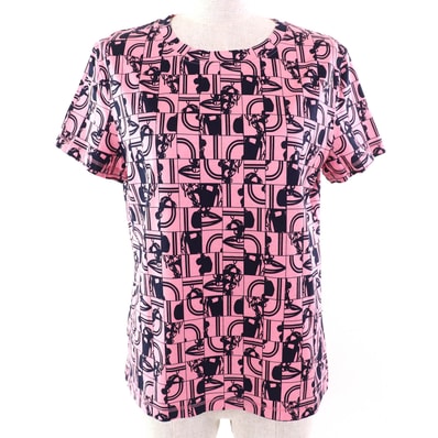 極美品 エルメス 半袖Tシャツ ピンク ネイビー レディース 40
