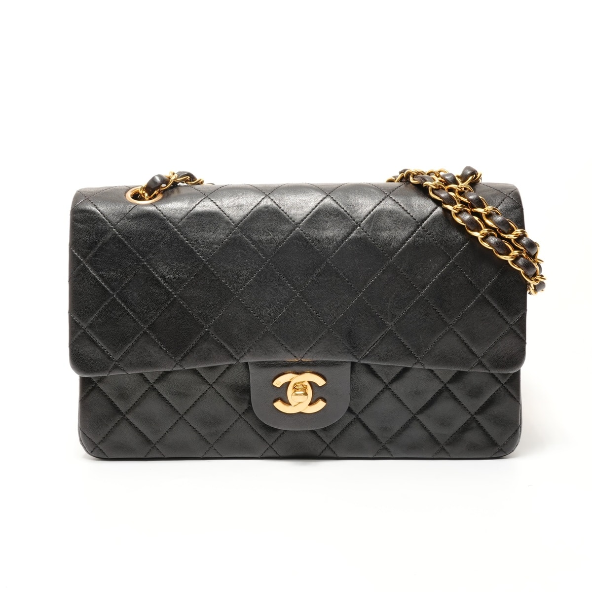 シャネル CHANEL 3番台 1996-1997 ココマーク ダブルフラップ ラムスキン ショルダーバッグ【中古】