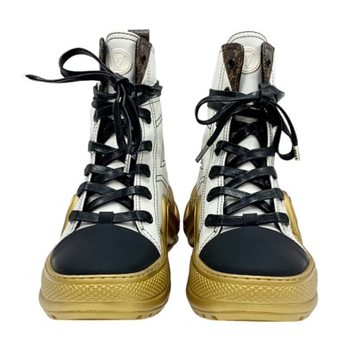 ルイヴィトン LOUIS VUITTON アークライトライン モノグラム スニーカー ハイカットスニーカー レザー ホワイト ブラック ゴールド