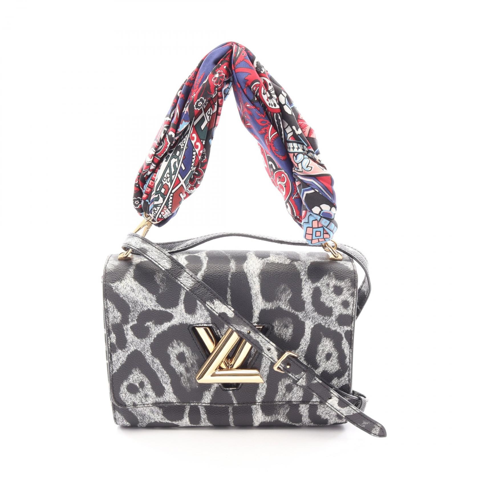 ルイ・ヴィトン LOUIS VUITTON ツイストMM レオパード柄 2WAY ハンドバッグ バッグ PVCコーティングキャンバス レディース ブラック系 / グレー系 M52048 【中古】