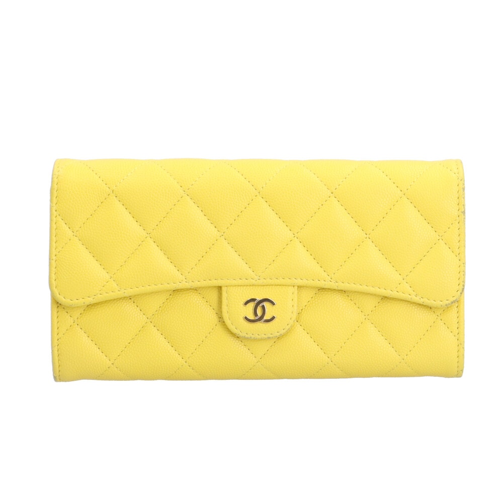 シャネル クラッシックロングフラップウォレット マトラッセ 長財布 キャビアスキン AP0241 レディース CHANEL 中古