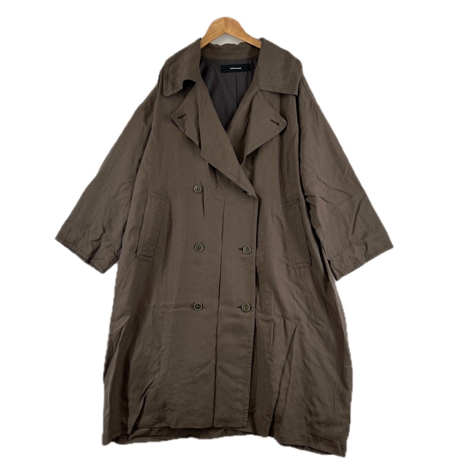 美品 JOURNAL STANDARD ジャーナルスタンダード ロング丈コート 無地 秋冬 AW トレンチコート カーキ メンズ【古着】【中古】