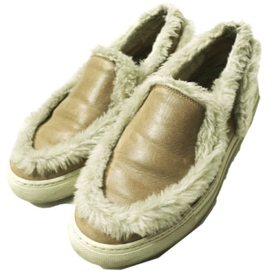 MM6 エムエムシックス イタリア製 ボアレザースリッポン 35(22-22.5cm) ベージュ Maison Margiela メゾンマルジェラ スニーカー シューズ g15336