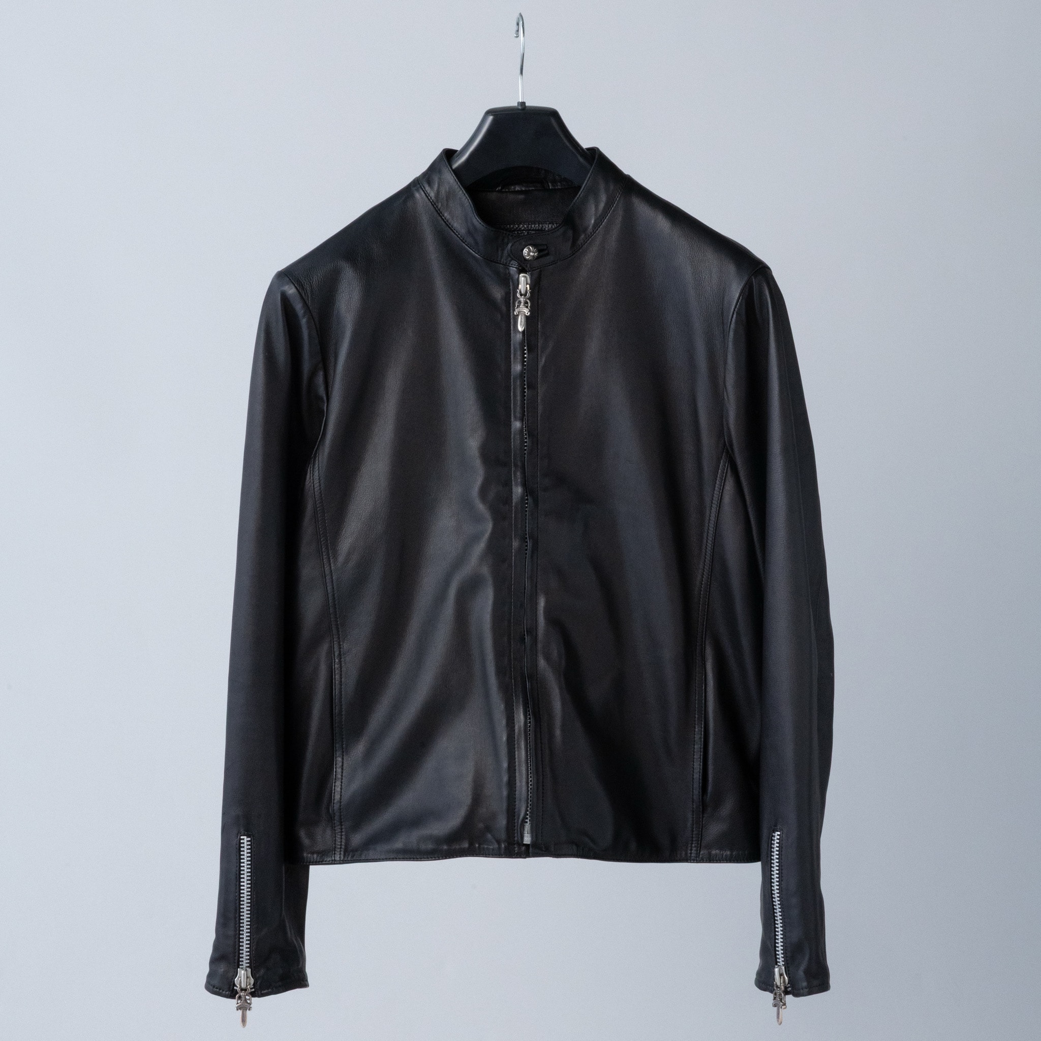Chrome Hearts Racing 2 Dagger Zip Single Riders Leather Jacket "Black"