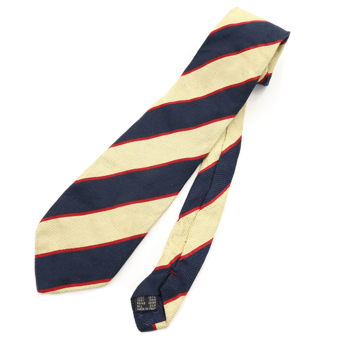 Christian Dior MONSIEUR クリスチャンディオール ムッシュ イタリア製 シルク 斜ストライプ柄 ネクタイ イエロー系