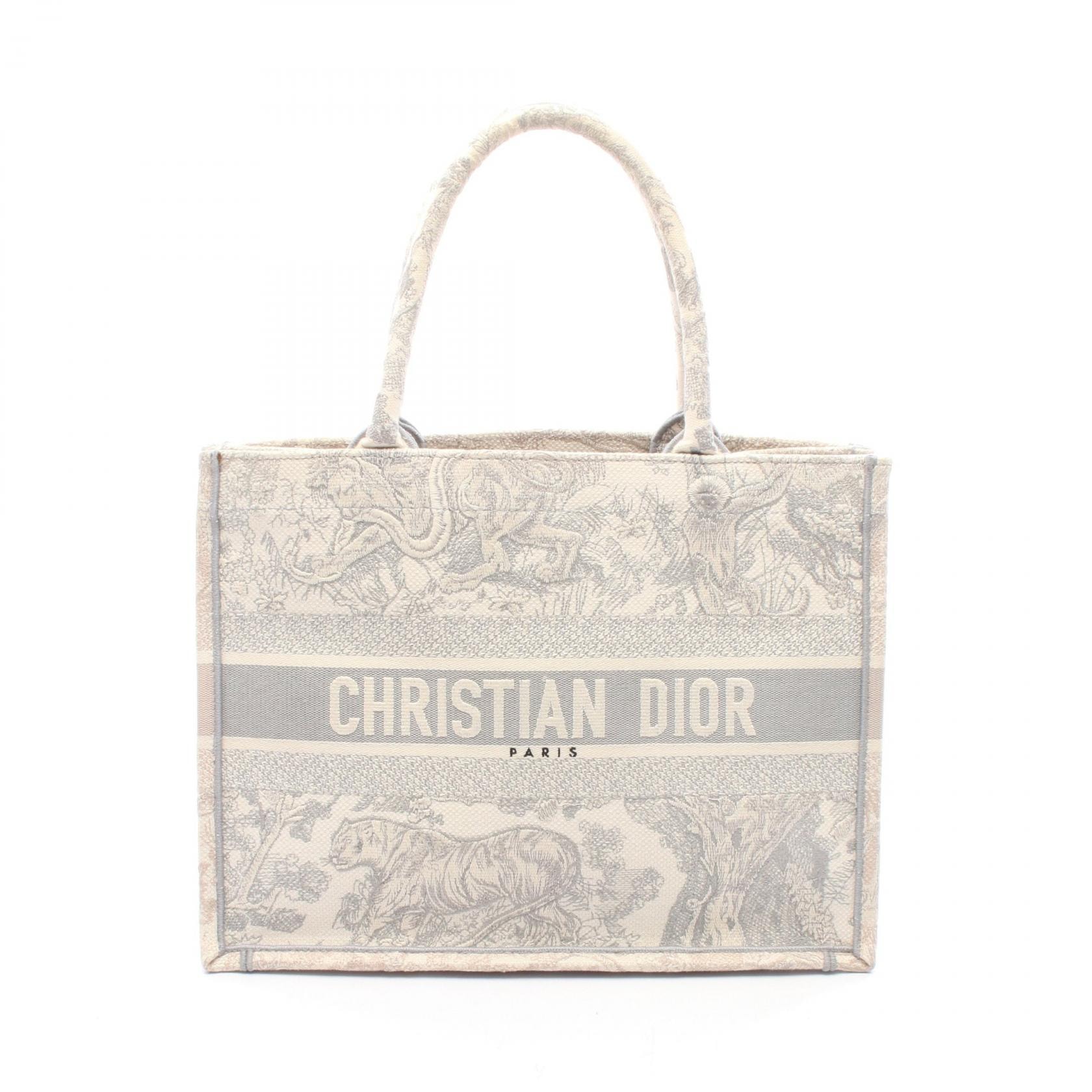 ディオール Dior BOOK TOTE ブックトート ミディアム トワル ドゥ ジュイ トートバッグ バッグ キャンバス レディース アイボリー系 / グレー系 M1296ZTDT_M20I 【中古】