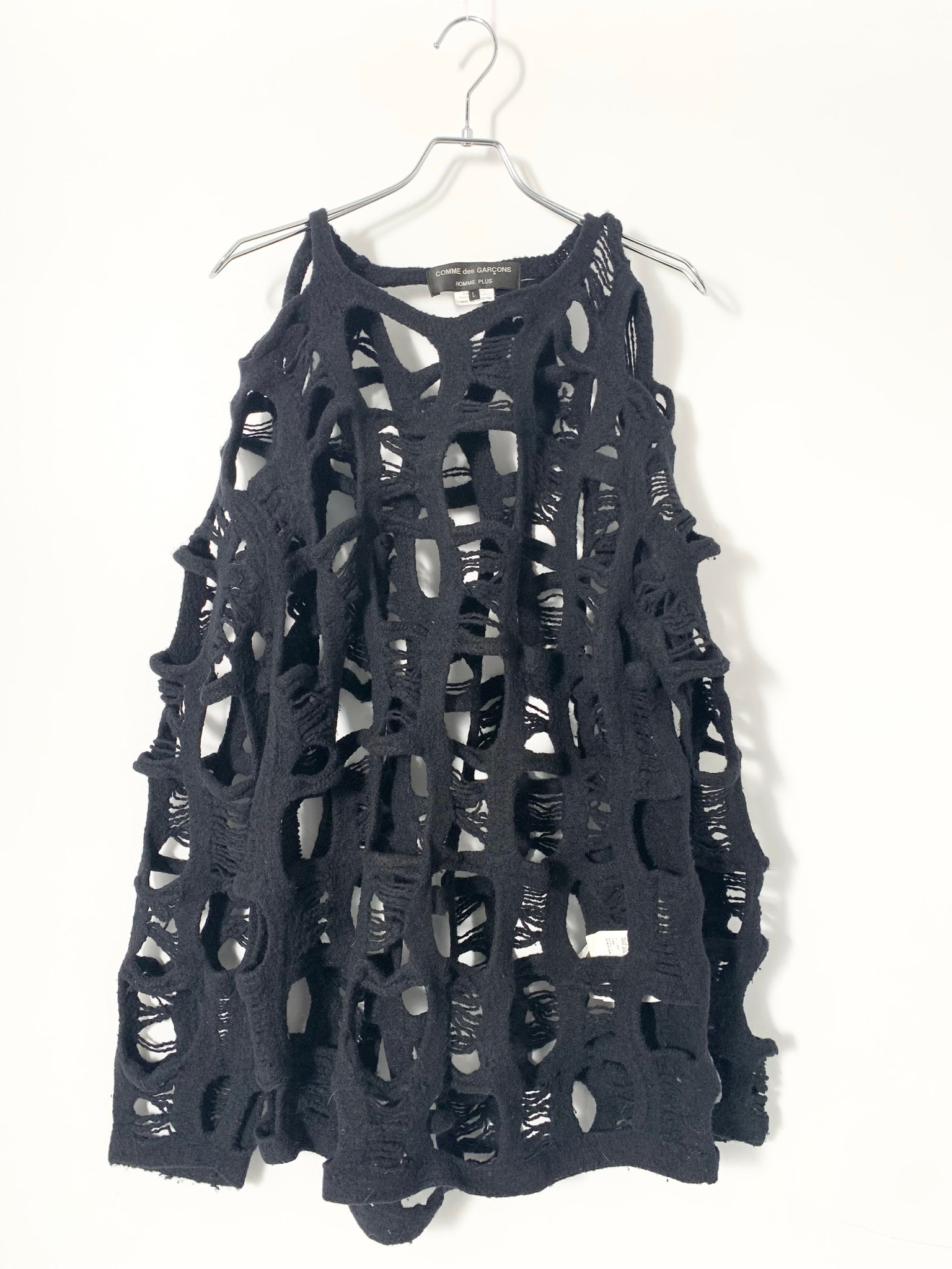 COMME des GARCONS HOMME PLUS Distressed Knit Wool Sweater "Black"