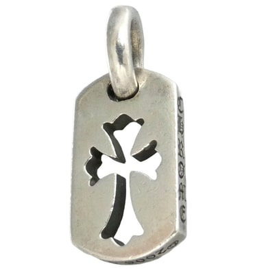 CHROME HEARTS クロムハーツ(原本無) DT TNY CO CRS タイニー カットアウト クロス ドッグタグ チャーム シルバー系【中古】