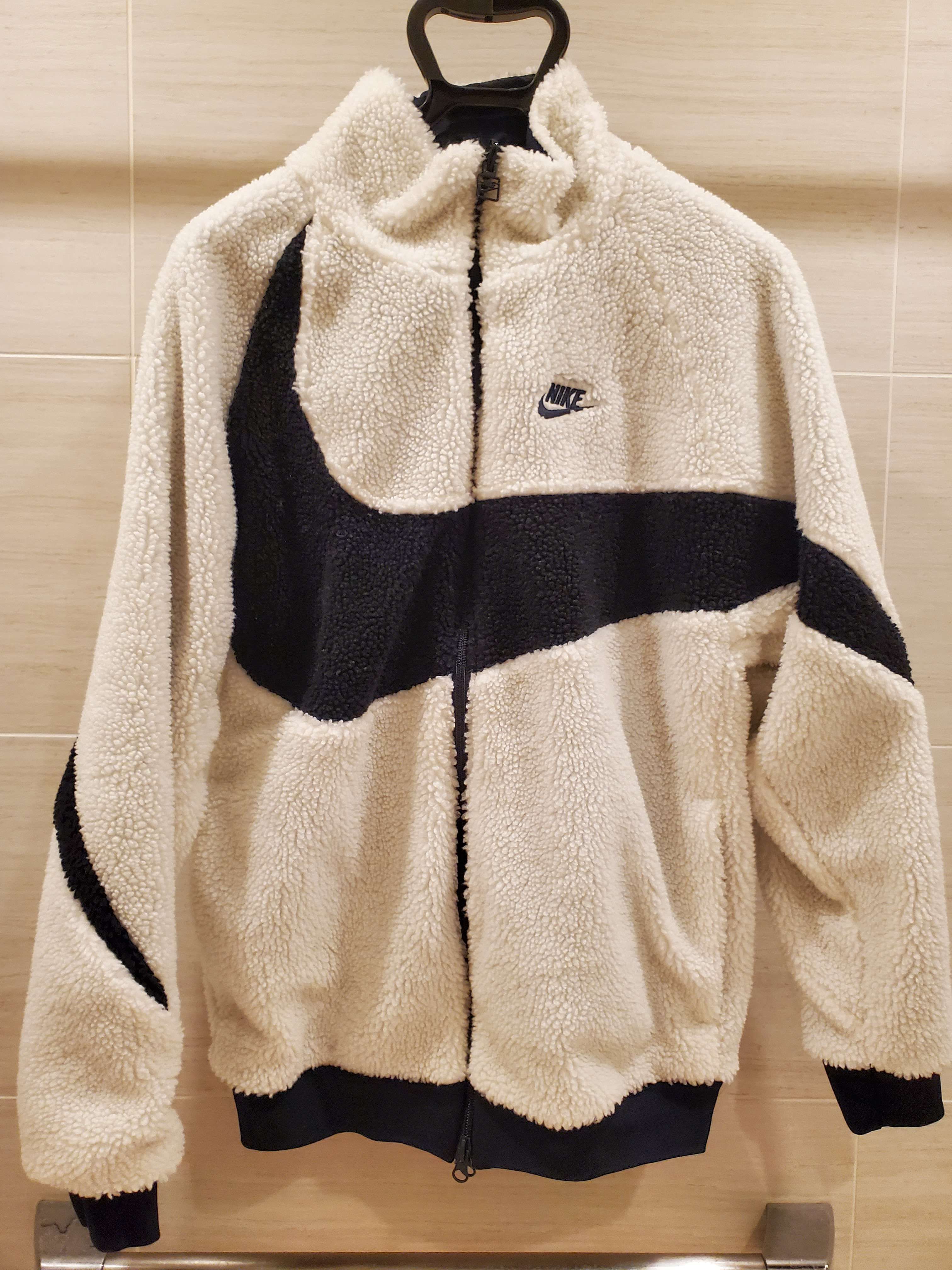 Nike Big Swoosh Reversible Boa Jacket "Sail/Dark Obsidian"