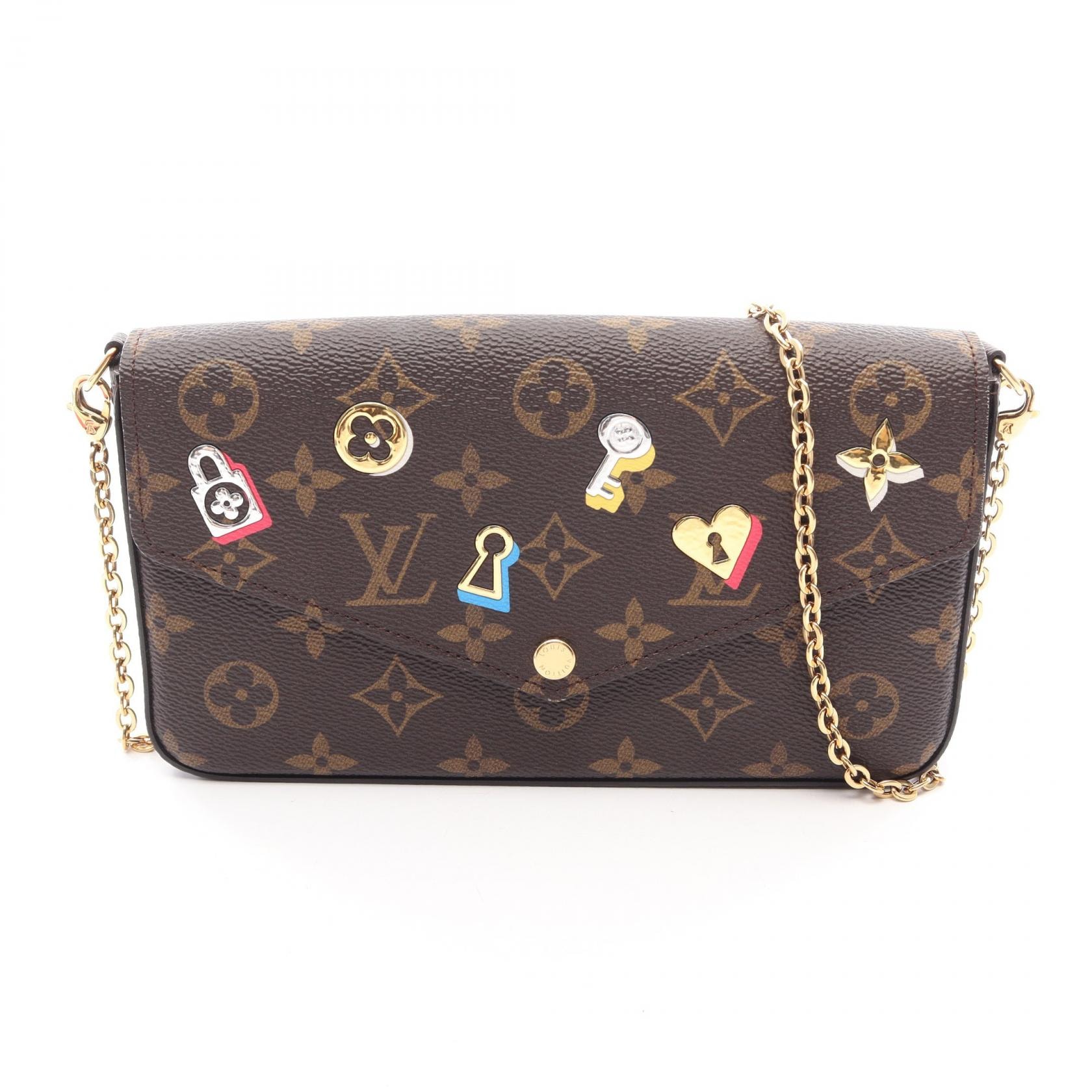 ルイ・ヴィトン LOUIS VUITTON ポシェットフェリシー ラブロック ショルダーバッグ バッグ PVCコーティングキャンバス モノグラム レディース ブラウン系 M63999 【中古】