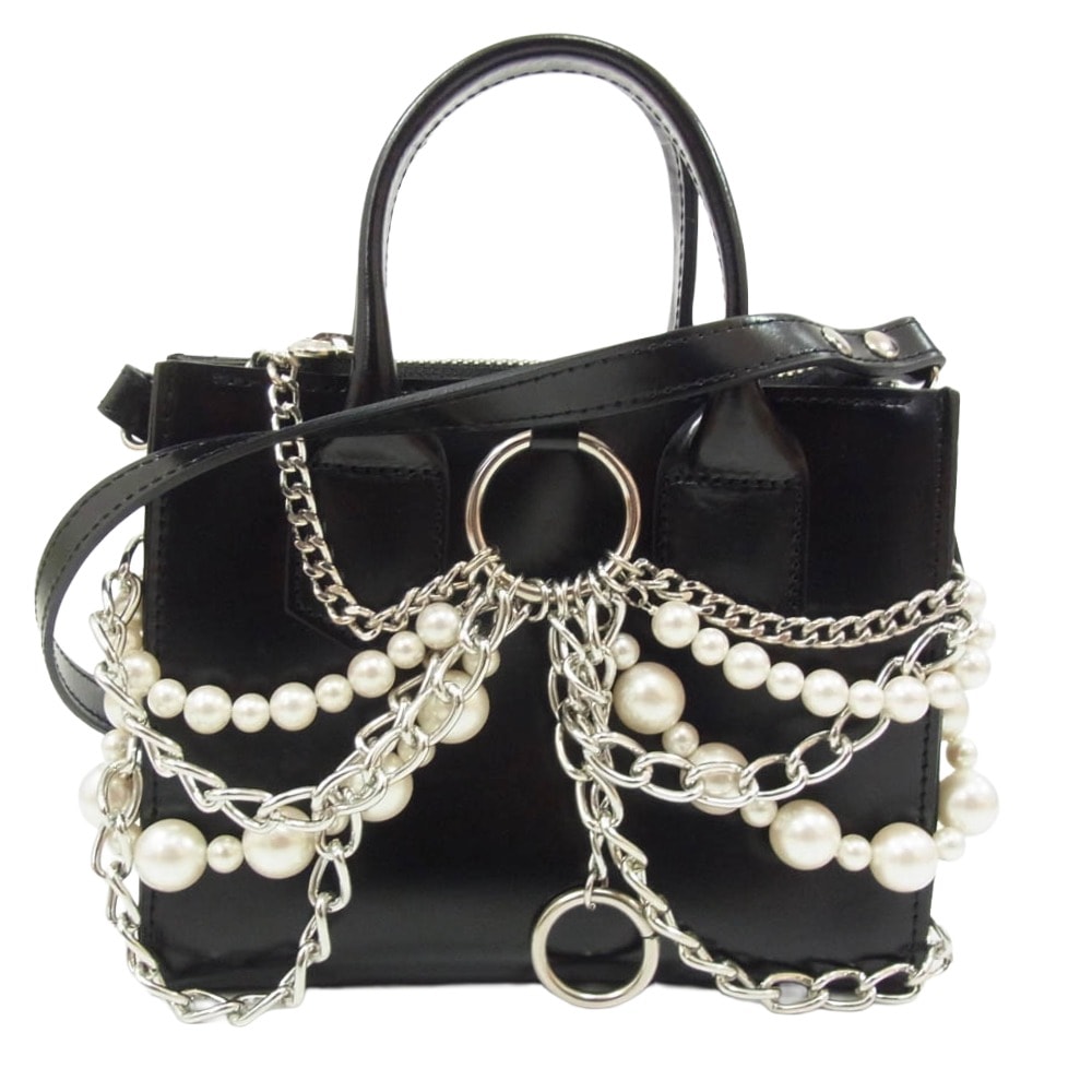 JUNYA WATANABE COMME des GARCONS ジュンヤワタナベコムデギャルソン バッグ 23SS JK-K 201 チェーントリム パール レザー 2WAY ショルダー バッグ ブラック系【中古】