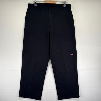 古着 ディッキーズ Dickies パンツ ダブルニー ワークパンツ 大きいサイズ サイドポケット ジップフライ ブラック系 メンズ