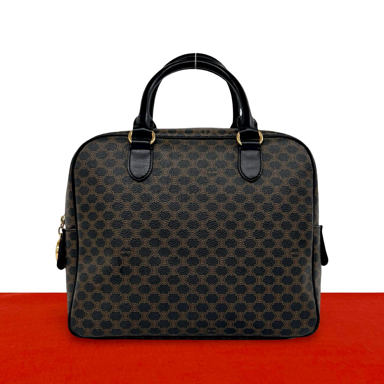 CELINE セリーヌ マカダム ブラゾン トリオンフ 柄 レザー PVC ハンドバッグ ブラック
35982