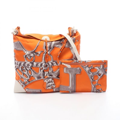 エルメス HERMES シルキーシティPM ショルダーバッグ バッグ シルク エバーカラー シルク オレンジ □N刻印(2010年製造) レディース オレンジ系 / ホワイト系 / マルチカラー 【中古】