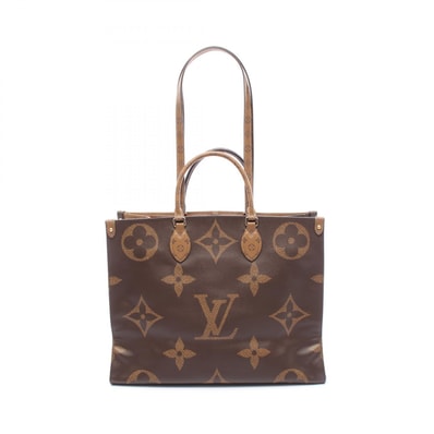 ルイ・ヴィトン LOUIS VUITTON オンザゴーGM トートバッグ バッグ PVCコーティングキャンバス モノグラム・ジャイアントリバース ベージュ レディース ブラウン系 / ベージュ系 M44576 【中古】