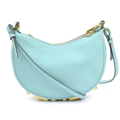 フェンディ FENDI ショルダーバッグ フェンディ グラフィ ミニ レザー ライトブルー レディース 8BS081 A5DY【中古】 90260i