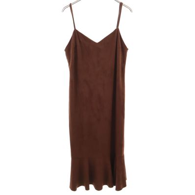 ZARA ザラ スエード ロング キャミワンピース M ブラウン