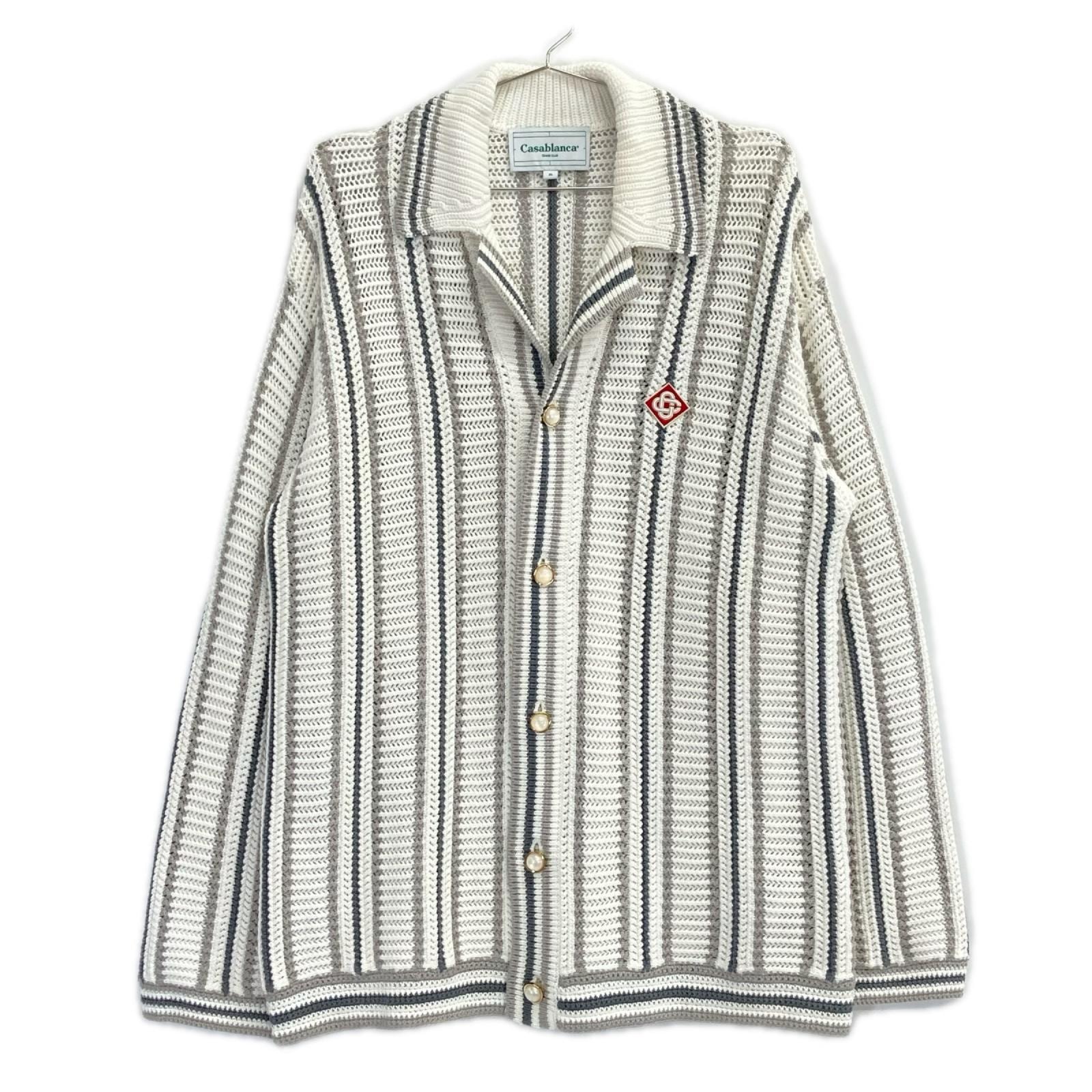 カサブランカ ホワイト Crochet Long Sleeve Shirt シャツ M