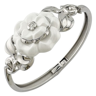 シャネル バングル 18金 K18ホワイトゴールド ホワイトカルセドニー レディース CHANEL 中古