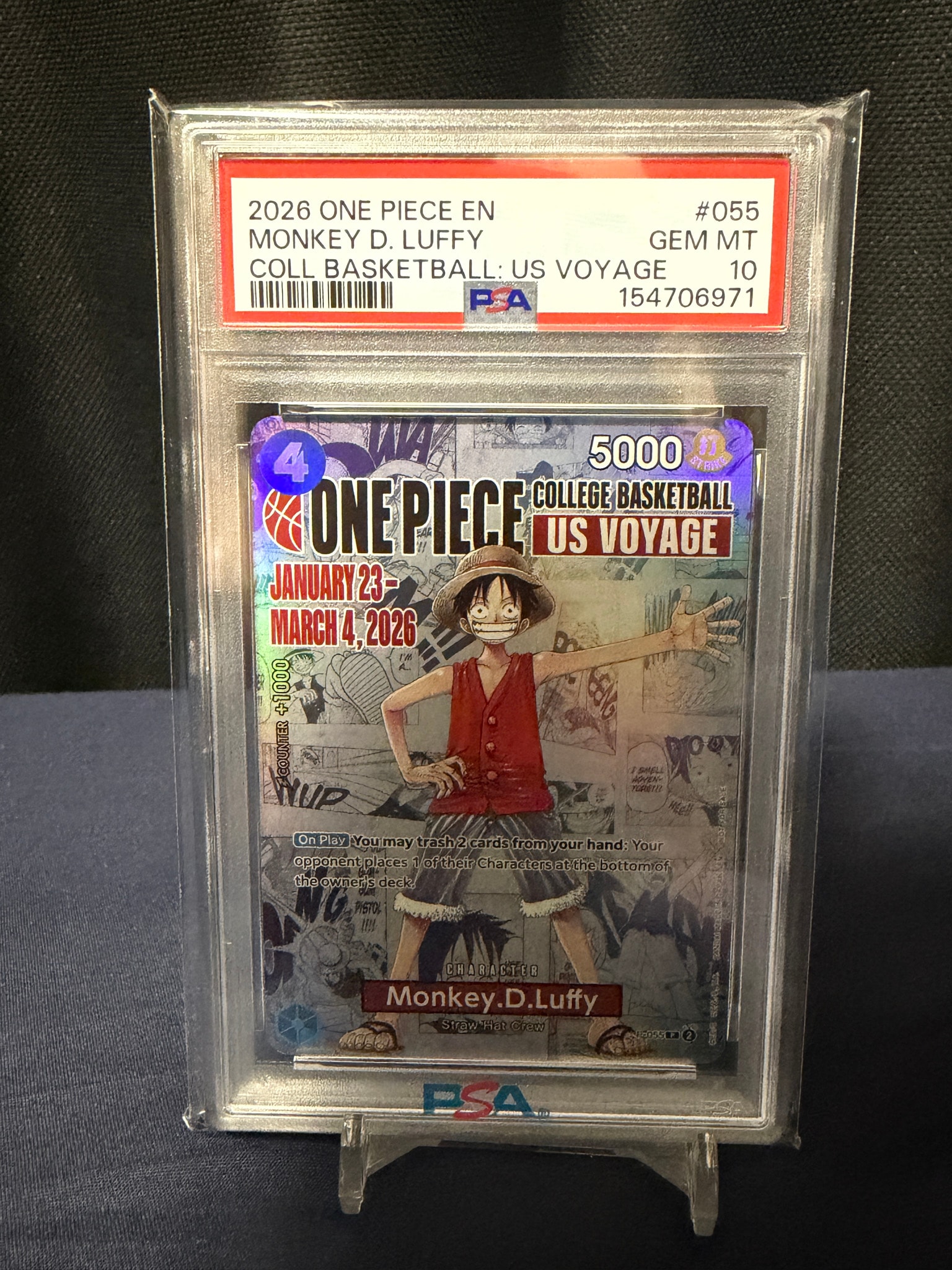 モンキー・D・ルフィ:P (開封済) [P-055]【英語版】(プロモーションカード「ワンピース カレッジ バスケットボール:USボヤージュ」)