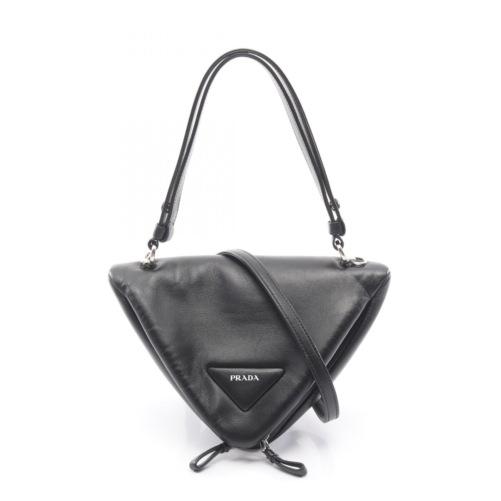 プラダ PRADA トライアングル 2WAY ハンドバッグ バッグ レザー レディース ブラック系 1BA315 【中古】