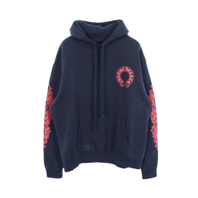 Chrome Hearts Horseshoe Floral Sleeve Hoodie "Navy/Red"