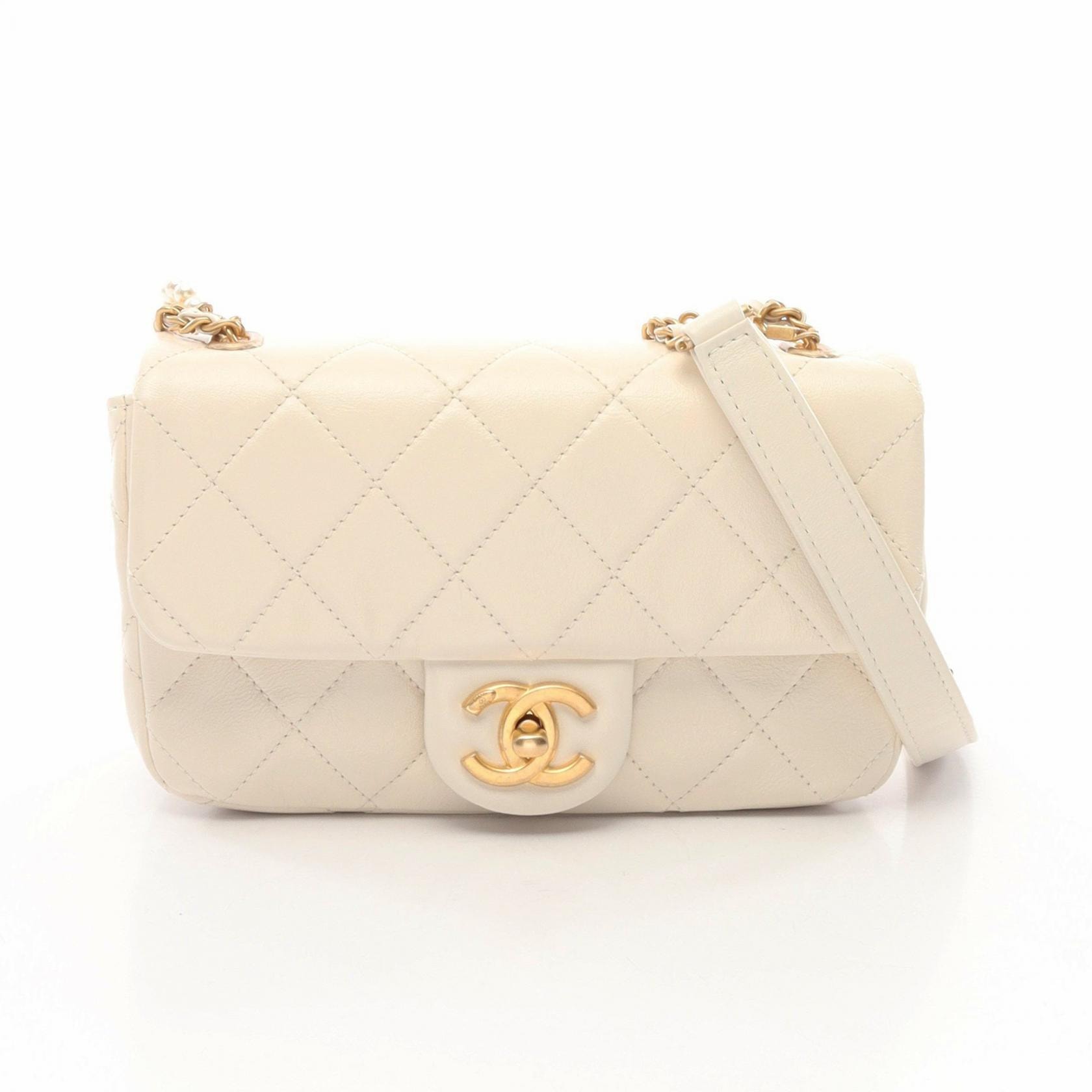 シャネル CHANEL マトラッセ パール ショルダーバッグ バッグ レザー レディース ホワイト系 AS2210 【中古】