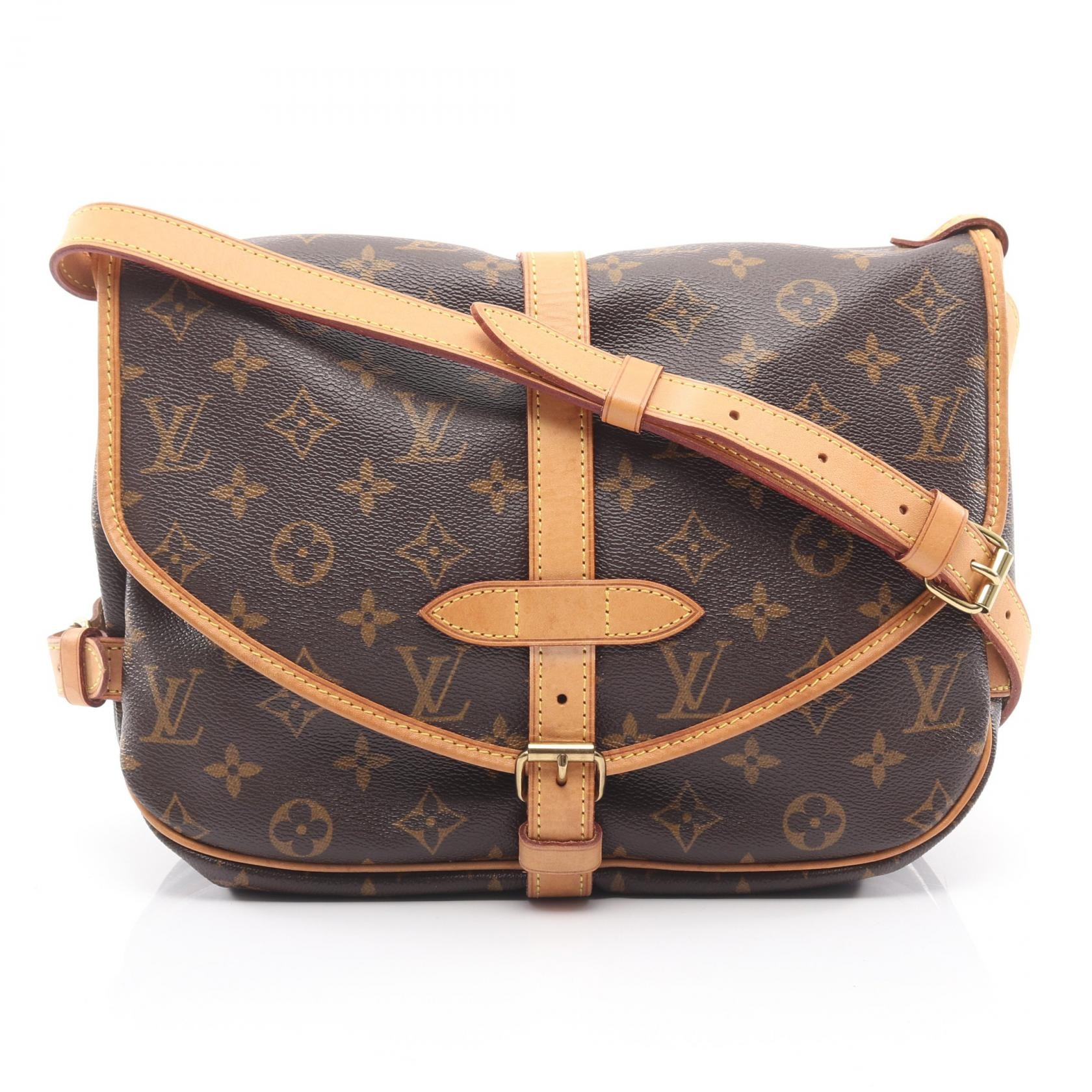 ルイ・ヴィトン LOUIS VUITTON ソミュール30 モノグラム ショルダーバッグ バッグ PVCコーティングキャンバス レザー モノグラム レディース ブラウン系 M42256 【中古】