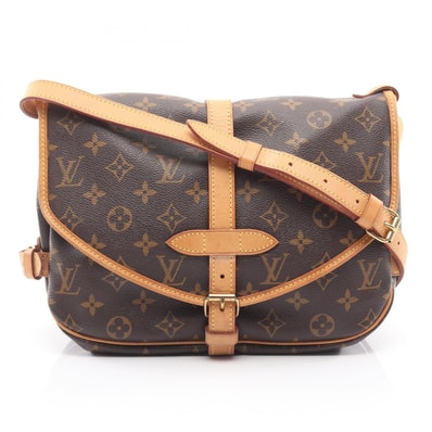 ルイ・ヴィトン LOUIS VUITTON ソミュール30 モノグラム ショルダーバッグ バッグ PVCコーティングキャンバス レザー モノグラム レディース ブラウン系 M42256 【中古】