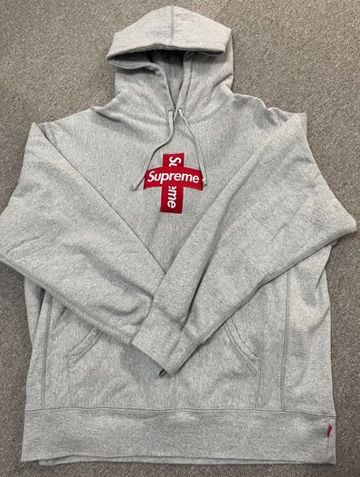 Supreme Cross Box Logo Hooded Sweatshirt "Grey"