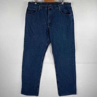 古着 レッドキャップ RED KAP デニムパンツ ワーク 5ポケット ワンポイントロゴ 大きいサイズ ストレート w46 ブルー メンズ