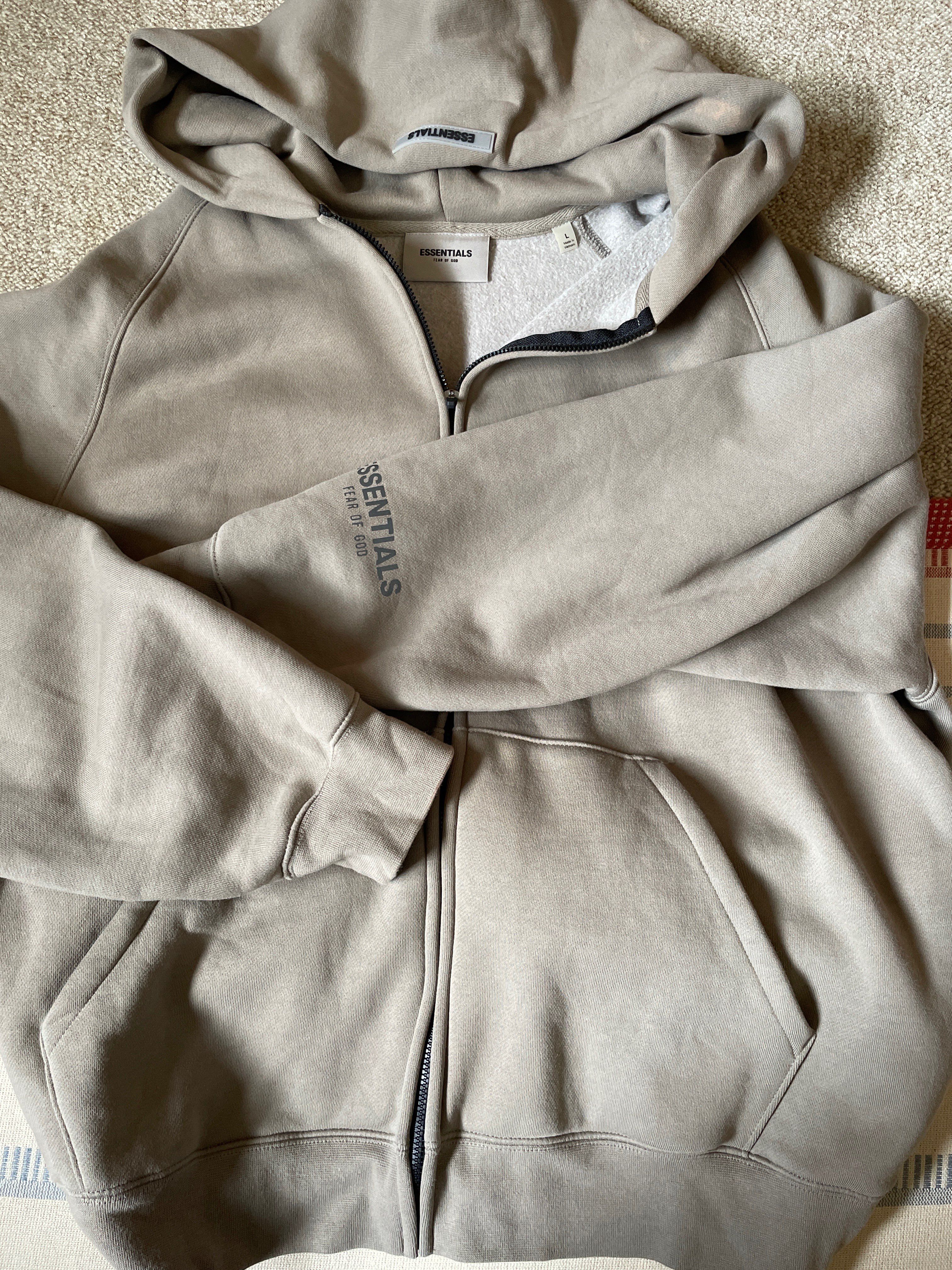 FEAR OF GOD ESSENTIALS 3D Silicon Applique Full Zip Up Hoodie "Gray Flannel/Charcoal"