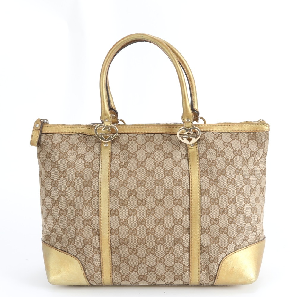 ■美品 グッチ GGキャンバスラブリー ハート 257068 トート バッグ