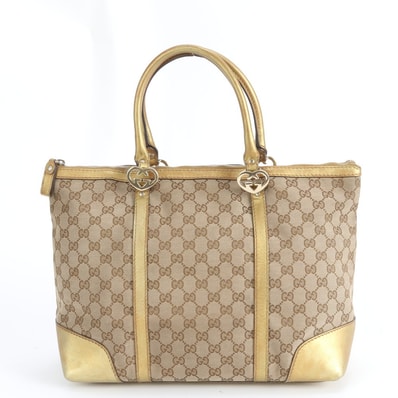 ■美品 グッチ GGキャンバスラブリー ハート 257068 トート バッグ