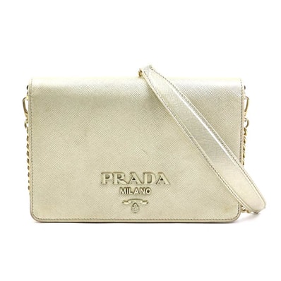 プラダ PRADA ショルダーバッグ チェーンウォレット レザー/メタル ゴールド レディース【中古】 e61055a