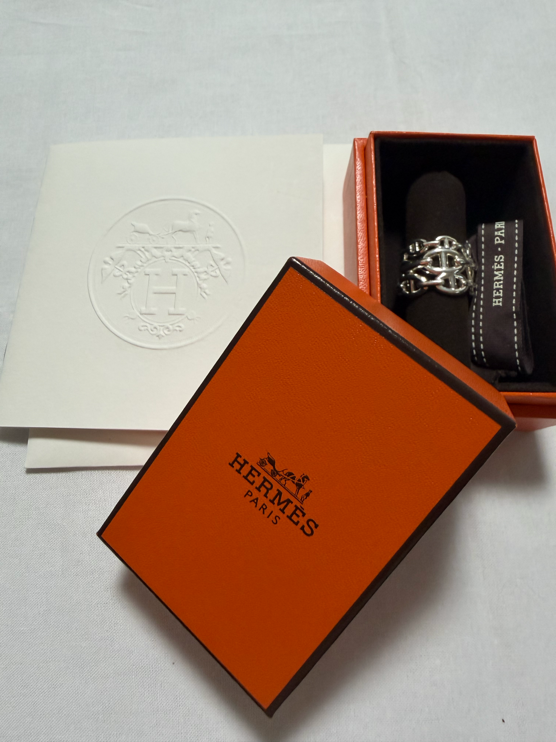 Hermes Chaine D'ancre Enchainee Ring GM Large Model "Silver"