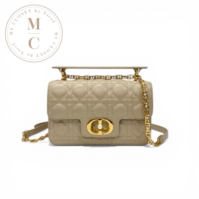 クリスチャンディオール CHRISTIAN DIOR バッグ ショルダーバッグ ベージュ ゴールド Dior Jolie チェーン パール カナージュ カーフスキン 2way トップハンドルバック