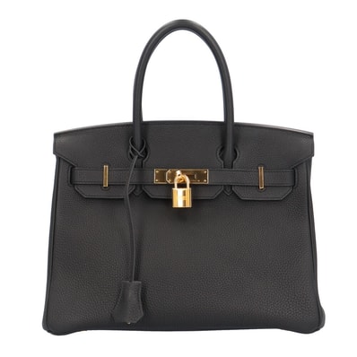 エルメス バーキン30 ハンドバッグ トゴ ブラック レディース HERMES 中古
