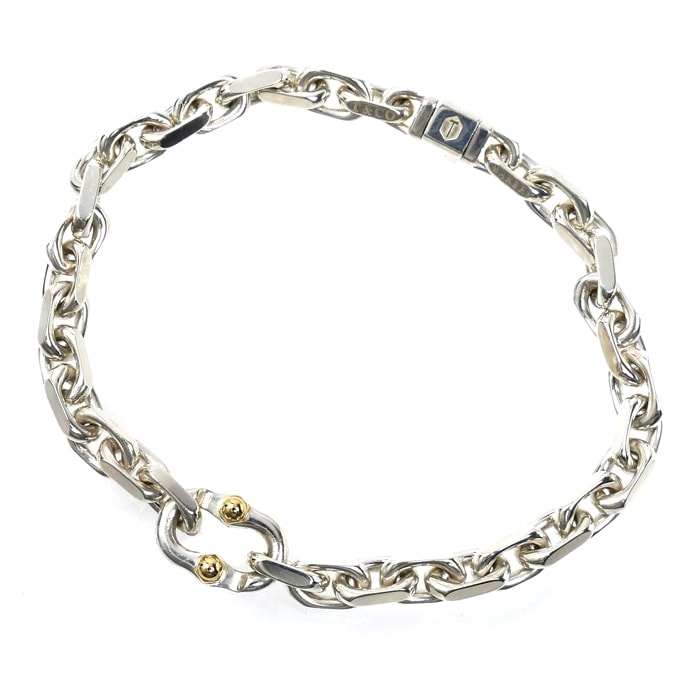 TIFFANY&Co. ティファニー シルバー925 K18YG イエローゴールド メイカーズ ブレスレット 21.8g 20cm メンズ【中古】