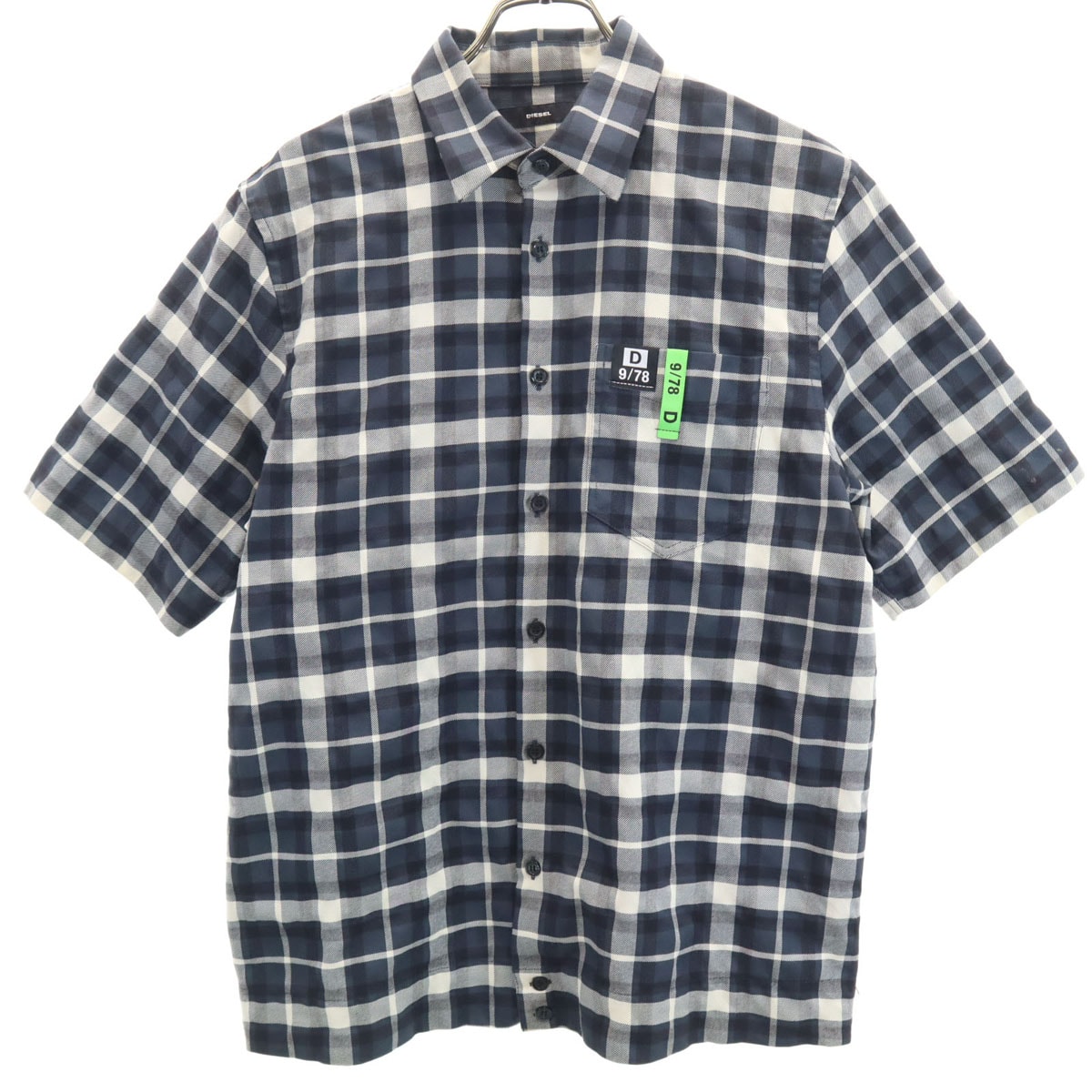 DIESEL ディーゼル チェック柄 半袖 シャツ XS ネイビー